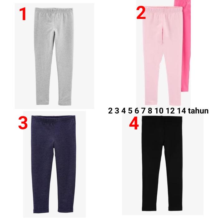 Celana legging anak perempuan Ct 2 3 4 5 6 7 8 10 12 14 tahun lejing cewe polos pink abu hitam navy