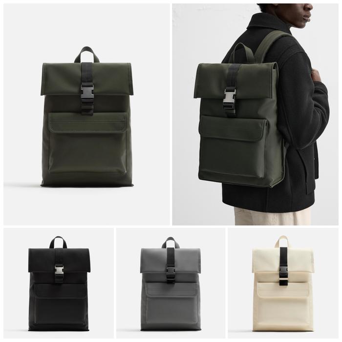 Tas Ransel Pria Zara Original Rubberised Backpack With Flap Ada Slot Laptop Bag Tas Punggung Cowok L
