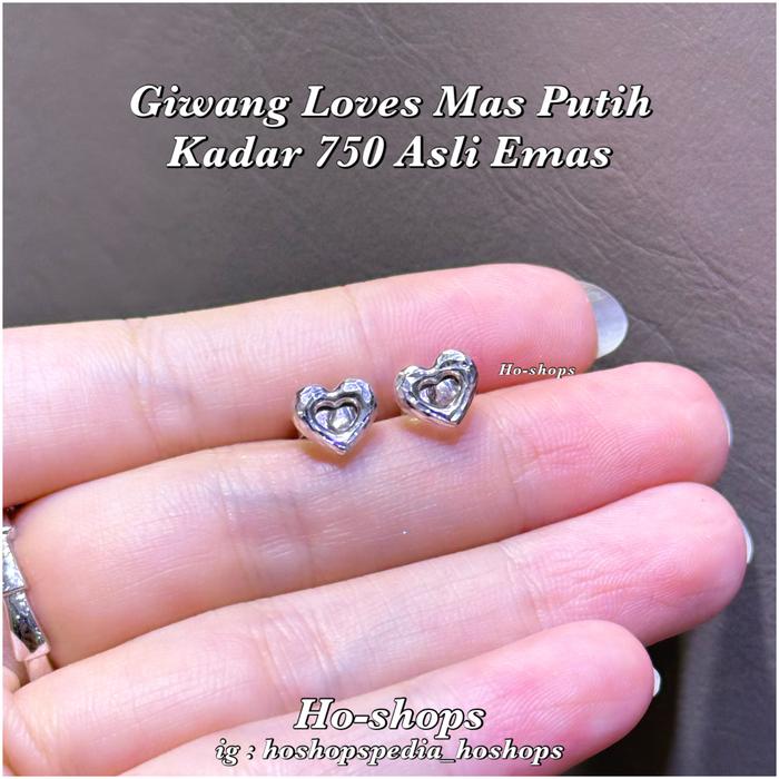 Giwang Loves Putih Kadar 750 Asli Emas Putih
