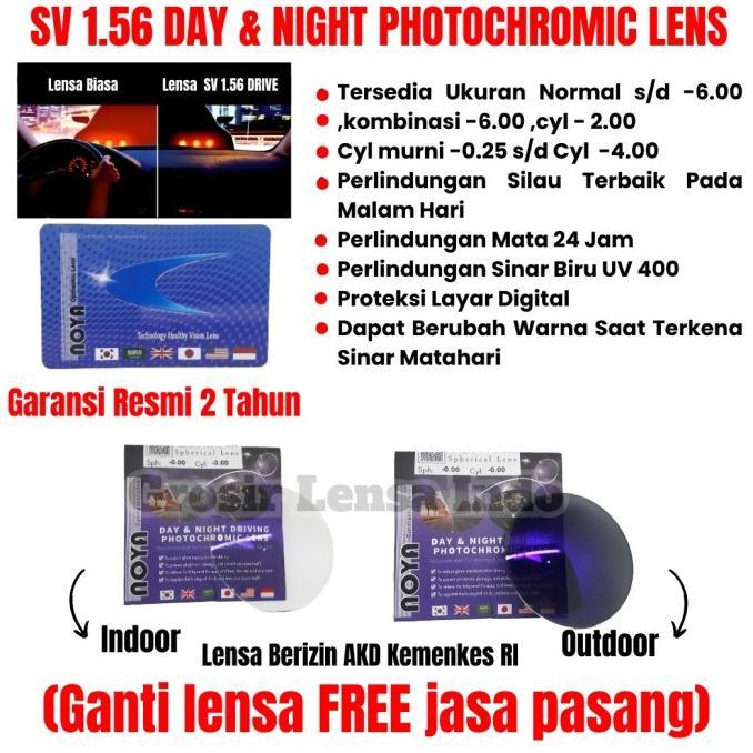 Lensa Kacamata NOYA SV 1.56 Bluecromic Day and Night Vision / Drive