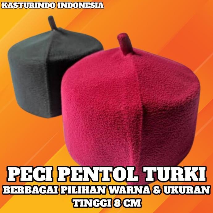 Peci Pentol Turki Songkok Kopiah Merah Hitam Sufi Tarbus Maroko Unik