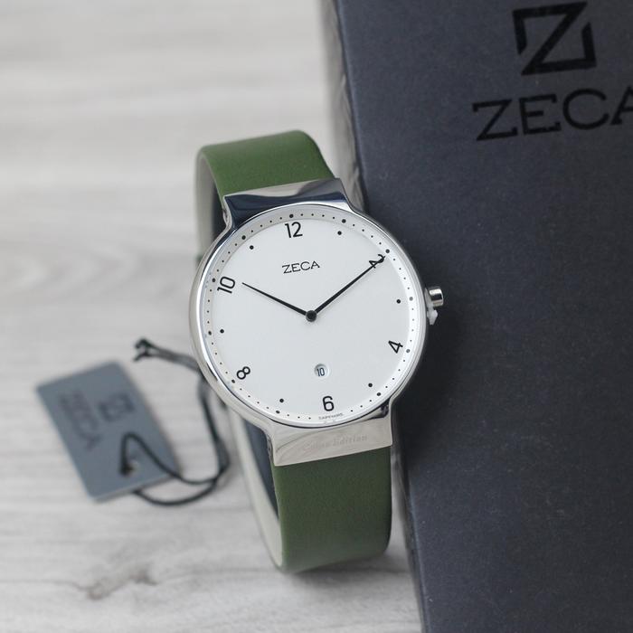 Jam tangan Wanita Zeca 3013 tanggal aktif tali kulit analog original watch