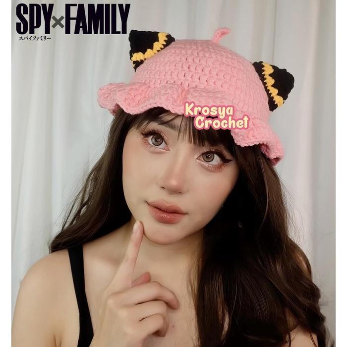 Anya Forger Crochet Bucket Hat Rajut SpyxFamily
