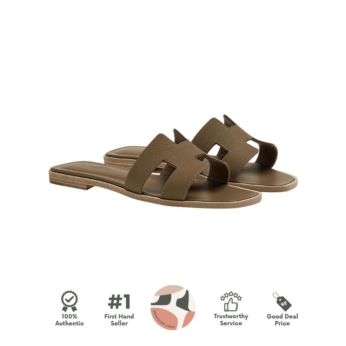 HERMES Oran Sandals Etoupe