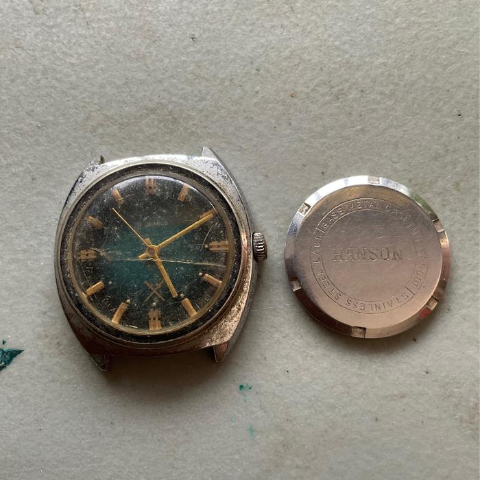 Jam Tangan Pria Hanson Golden Sabre Masih Utuh Mati Jadul Vintage