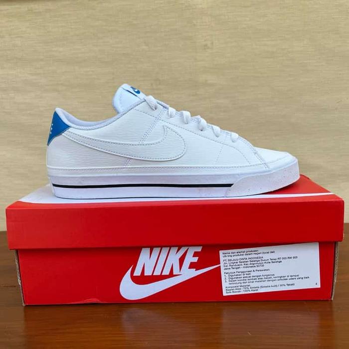 sepatu casual sneaker nike putih polos full black nike courth
