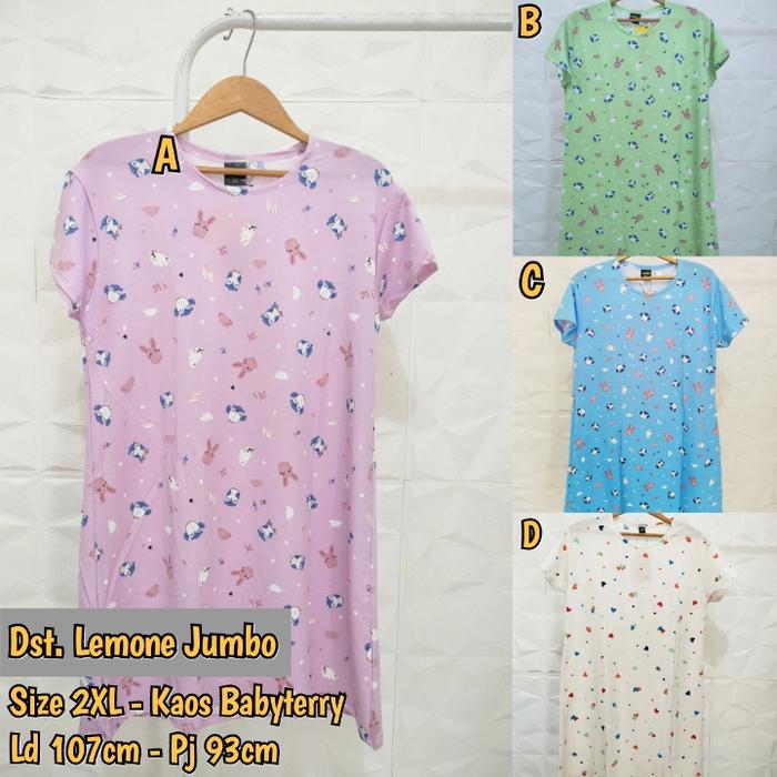 Daster Lemone Spandek XxL Motif / Baju Tidur Dress Midi Jumbo
