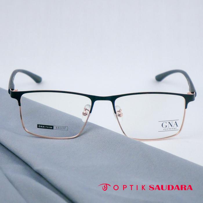 Optik Saudara - Frame Gna - Kacamata Pria Bahan Metal Model Kotak Kekinian F GNA F3158 C3 53