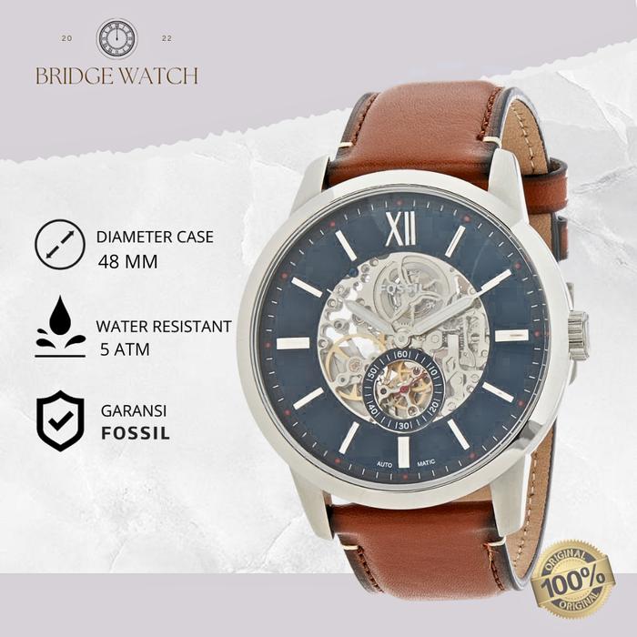 Jam Tangan Pria Fossil Automatic ME3154 Analog Leather Strap Kulit Casual Original