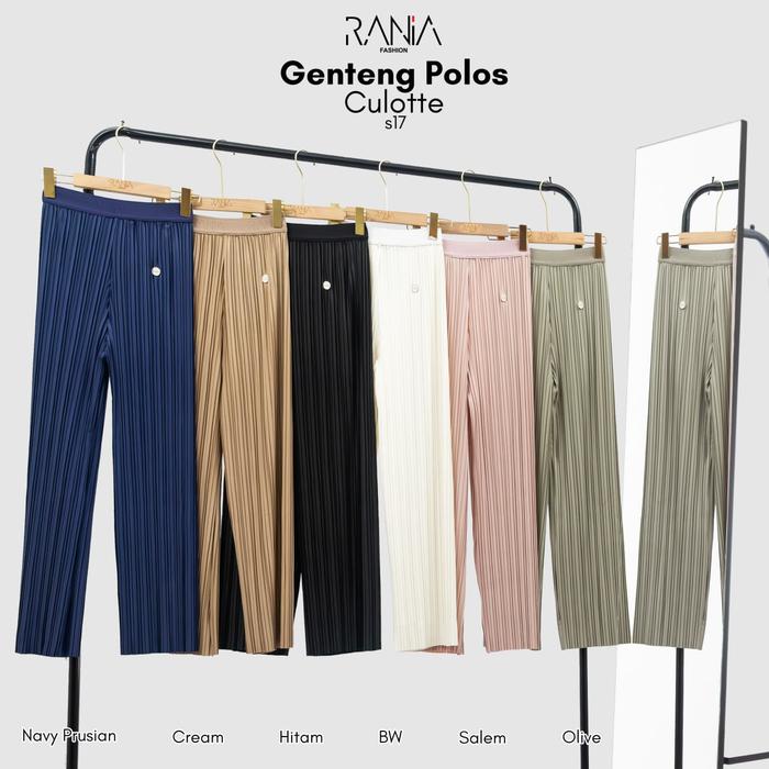Celana Kulot Plisket Wanita Genteng Polos