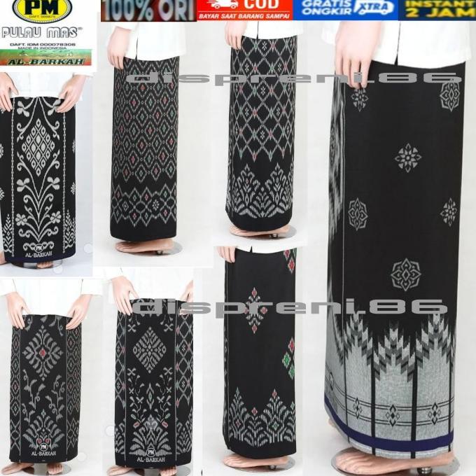 sarung pria polos hitam al barkah pulau mas jumbo original