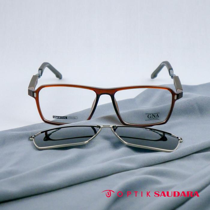 Optik Saudara - Frame Gna - Kacamata Pria Model Clip On Elegant Fashionable F GNA M5542 C3 54 CLIP O