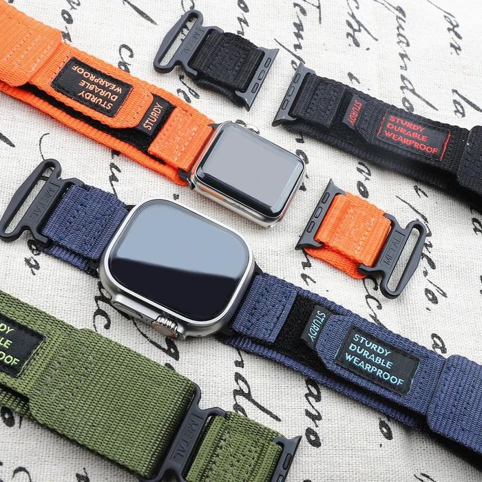 Strap Nylon sport kompatibel untuk Apple Watch Series 10 SE 9 8 7 6 5 4 3 ULTRA 1 2 iwatch 49mm 46mm