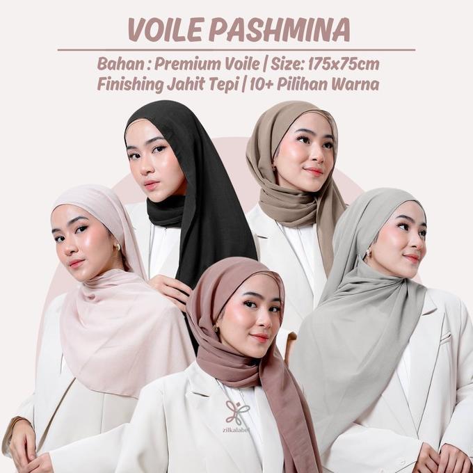 VOILE PASHMINA / Pasmina Voal Katun Premium Malay 175x75 cm / Hijab Melayu Airflow Shawl / Jilbab Ar