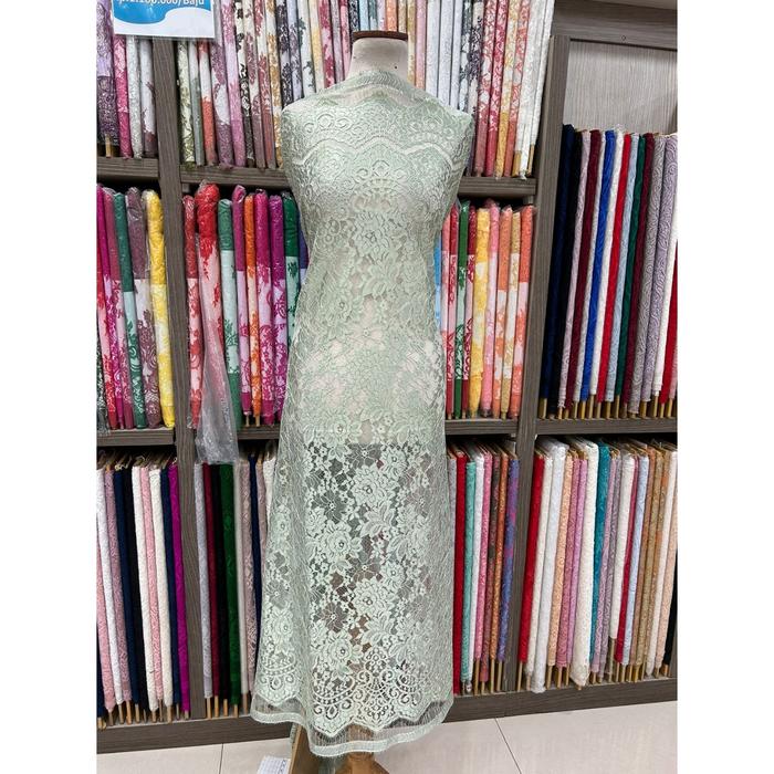 Bakal Kain Bahan Kebaya Brokat Semi Prancis Sage Green