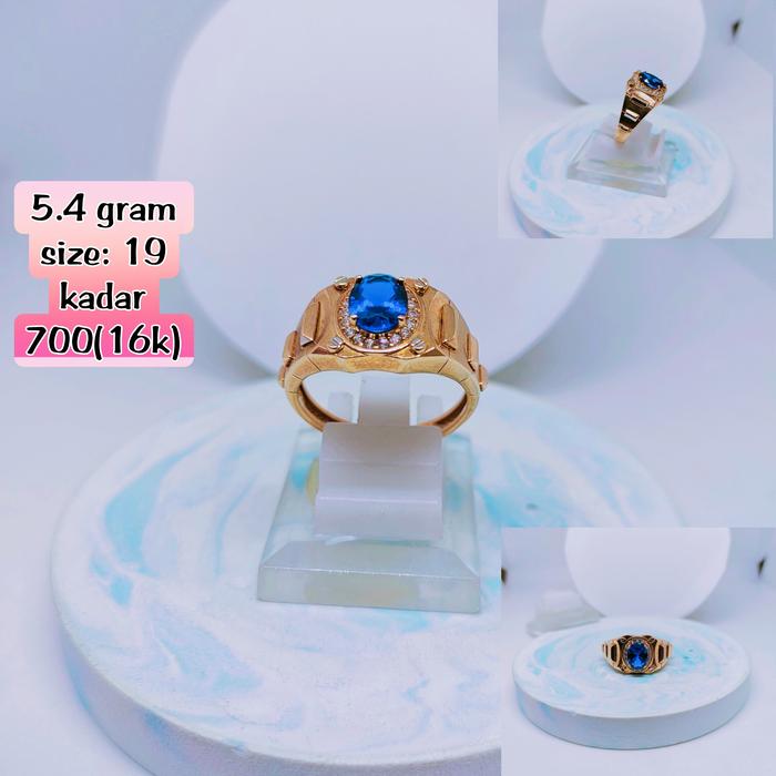 cincin emas cowok model rolex permata+ 1 biru mas kadar 700(16k)