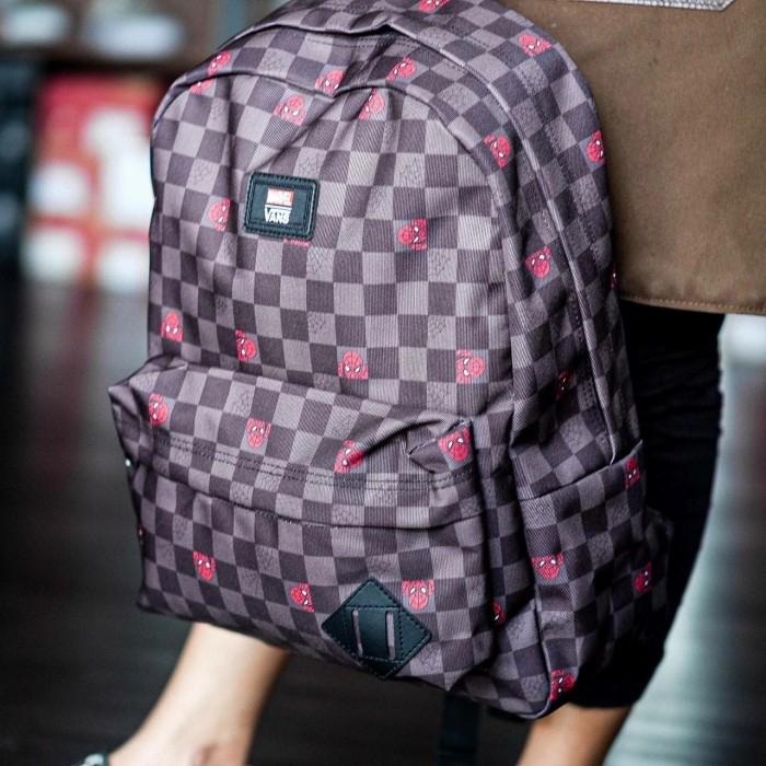 Backpack Vans Spiderman Checkerboard Black | Tas Ransel Sekolah | Backpack Vans | Tas Sekolah | Tas 