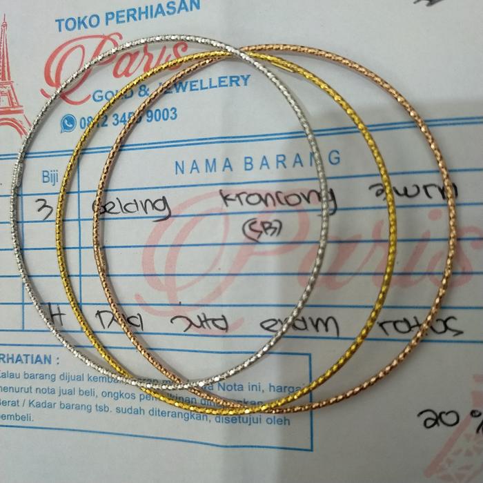gelang emas keroncong ubs 8k isi 3 warna warni