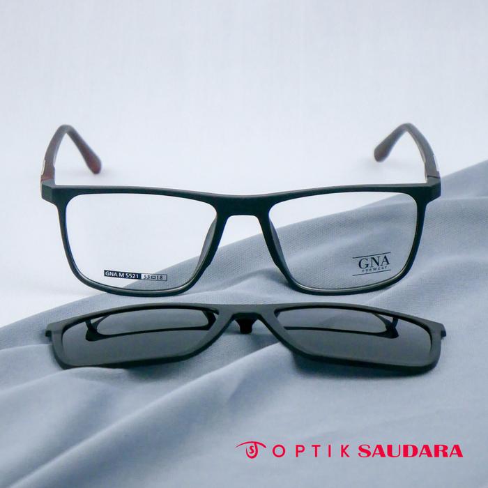 Optik Saudara - Frame Gna - Kacamata Pria Clip On Model Kotak Elegant F GNA M5521 C6 54 CLIP ON