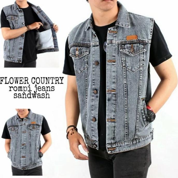 Rompi Jeans Pria Harley Davidson / Rompi Motor Bikers Blue Sand Wash M