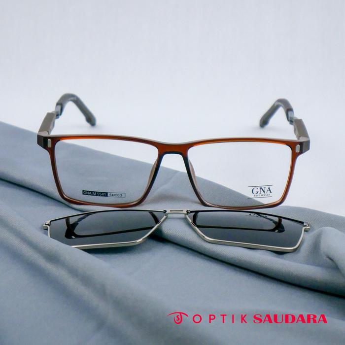 Optik Saudara - Frame Gna - Kacamata Pria Clip On Bahan Ringan Model Kotak Elegant F GNA M5541 C3 54