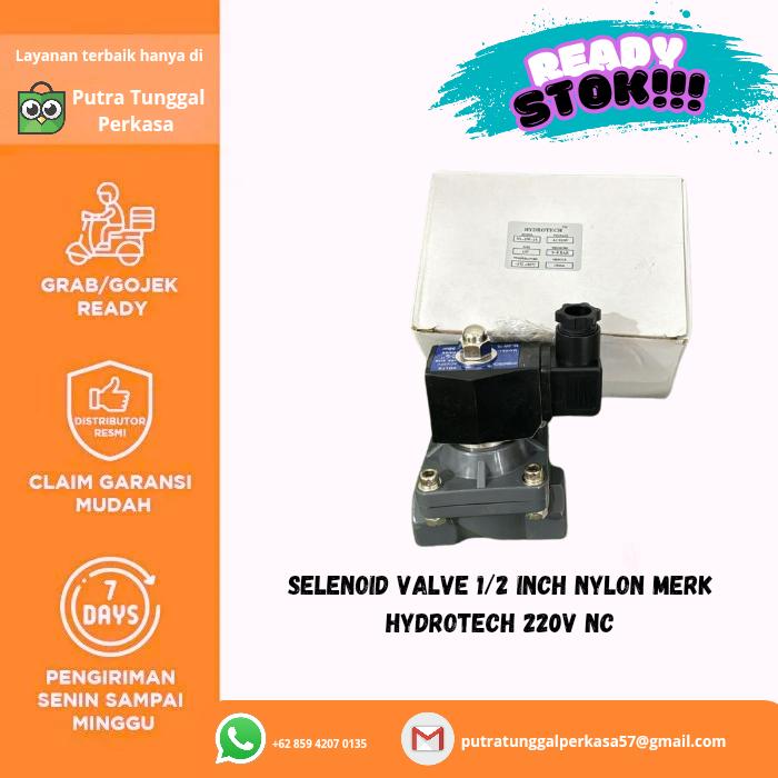 Selenoid Valve 1/2 inch NYLON merk HYDROTECH 220V NC