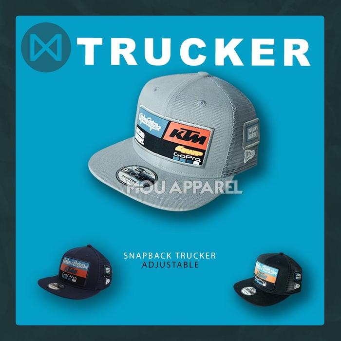 Topi Snapback Trucker KTM Motocross Grade ORIGINAL Hip Hop Rapper Podium Jaring Trail 9 Forty Racing