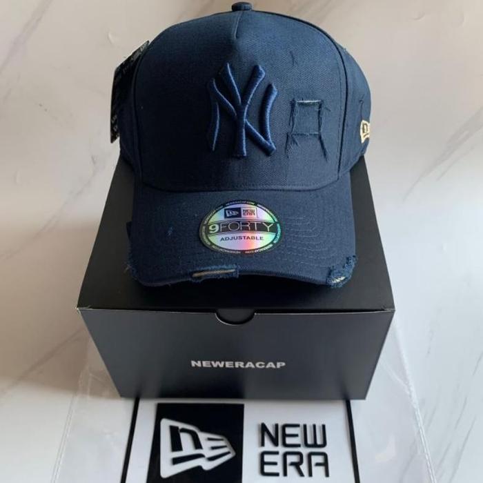 TOPI NEW YORK DAMAGED YANKEES NAVY BLUE BASEBALL CAP SNAPBACK RIPPED LIMITED FREE BOX