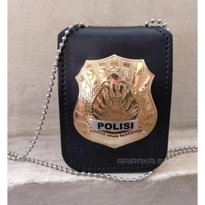 Terlaris Dompet Kalung Lencana Polisi Dompet Kartu KTA Polisi Kulit Sepaket