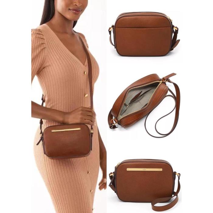 tas wanita fossil liza camera bag brown jb