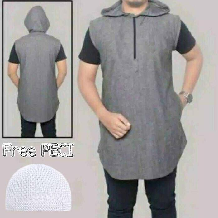 Ready Stok Jaket Sweater Hoodie Rompi Sholat Polos Pria / Jaket Rompi Shalat / Baju Muslim / Koko Mu