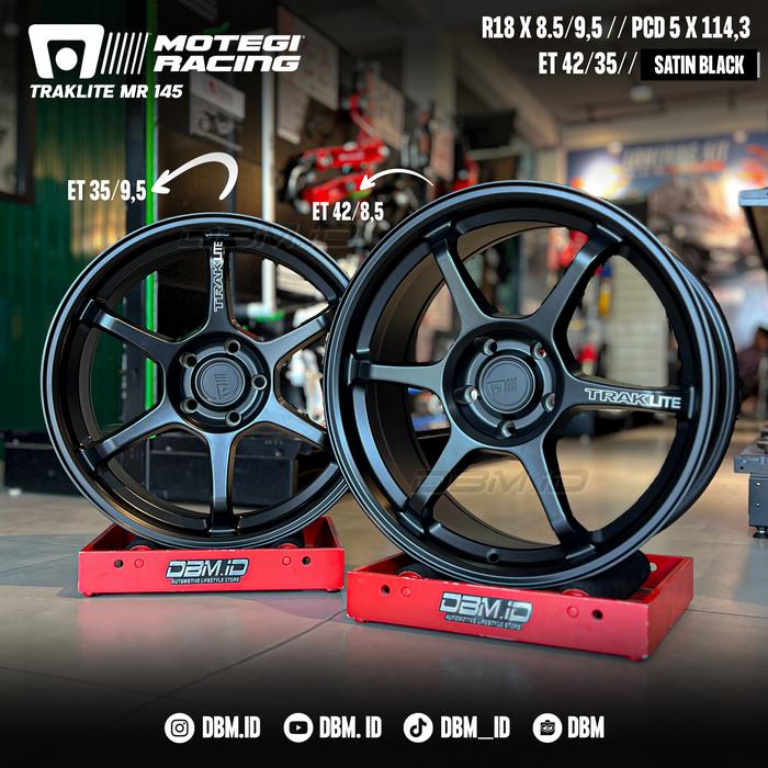 Velg Motegi Traklite MR145 R18 18x9.5 / 18x8.5 5x114.3 et 35 / 42 Satin Black Belang