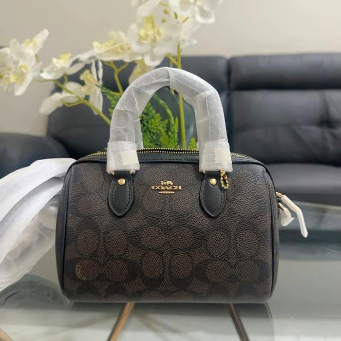 TAS COACH MINI ROWAN SIGNATURE BROWN