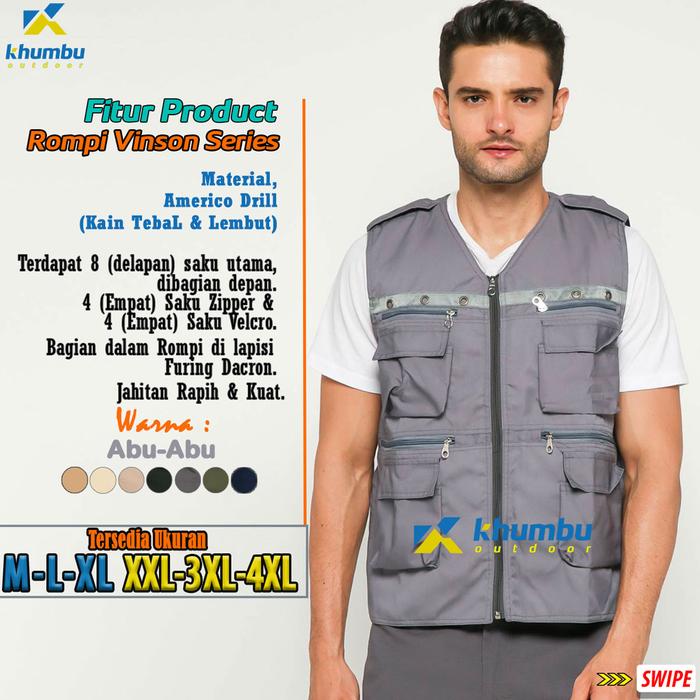 Rompi Pria Abu - Vest Rompi Polisi - Jaket Touring