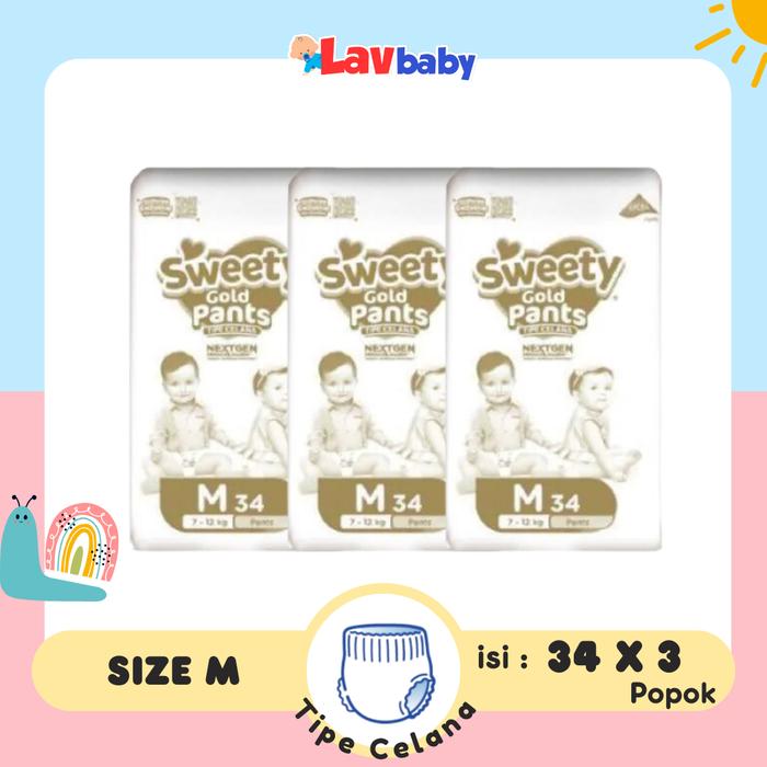 ISI 3 - Sweety Gold Pants Popok Celana M 34 M34