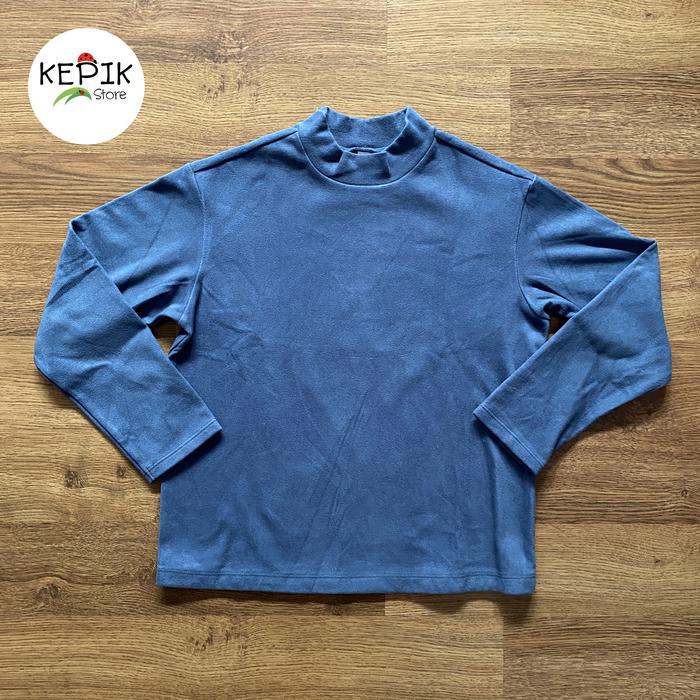 PRELOVED SWEATER FLANEL ANAK COWOK UNIQLO ORI HANGAT BIRU SZ.130