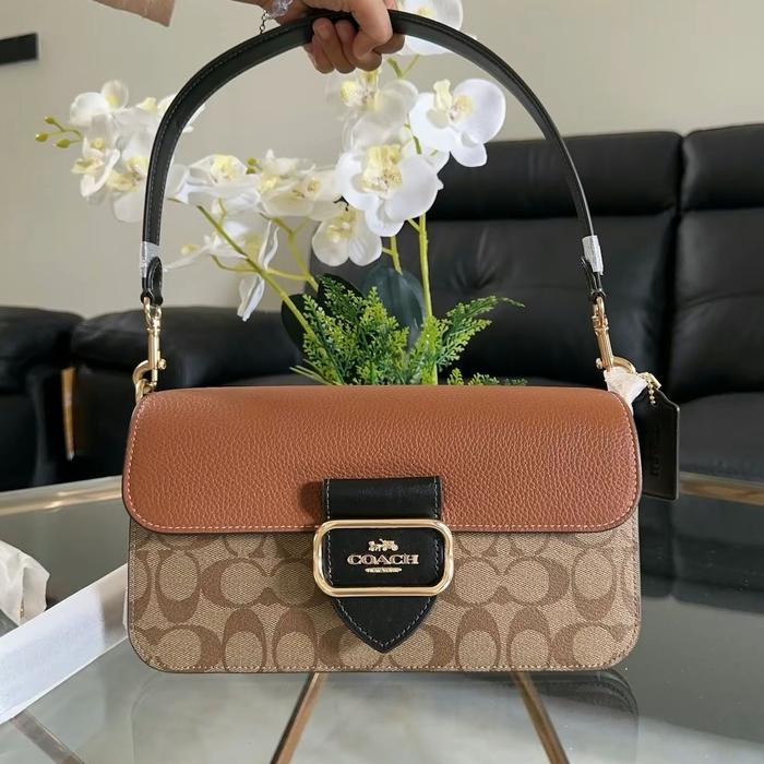 TAS COACH MORGAN SIGNATURE TERACOTTA SHOULDER BAG
