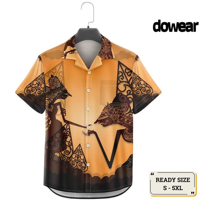 Ready Stok Dowear Baju Shirt Kemeja Motif Pria Wanita Unik Bermotif Kekinian Oversize Jumbo WAYANG K