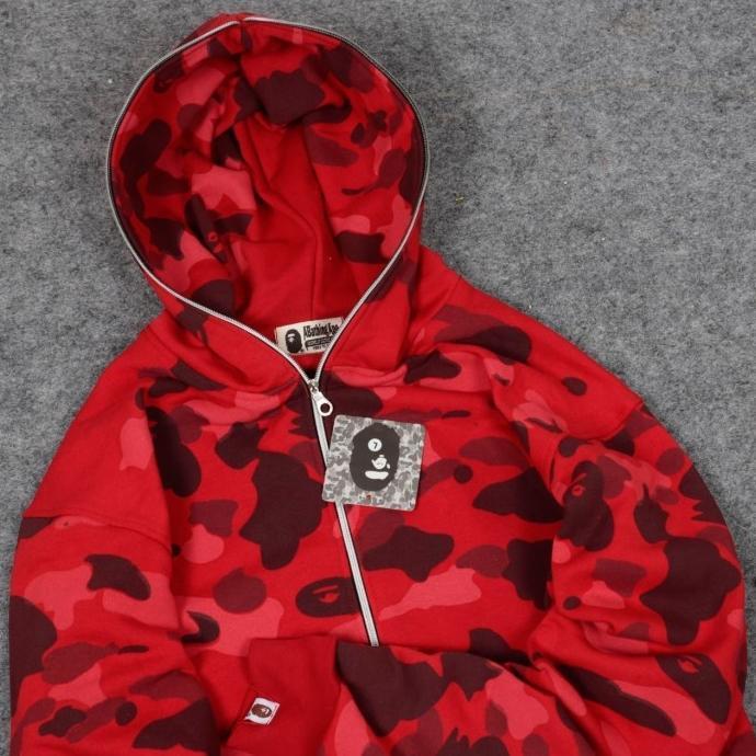 Jaket Sweater Hoodie Full Zipper Bape Shark Wgm Camo Merah Full Tag Original Best Seller