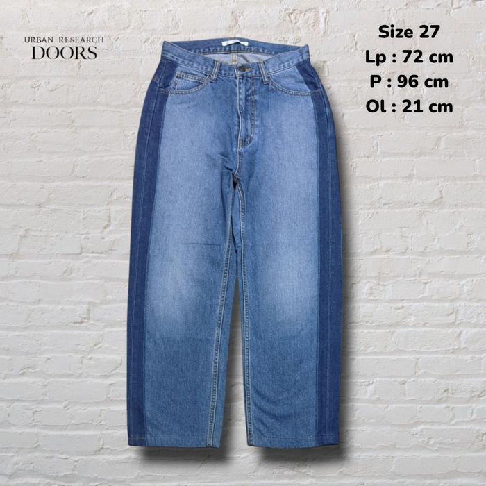 Size 27 Celana Panjang Longpants Jeans Urban Research Doors Blue Washed Fading Loose Fit Original Se