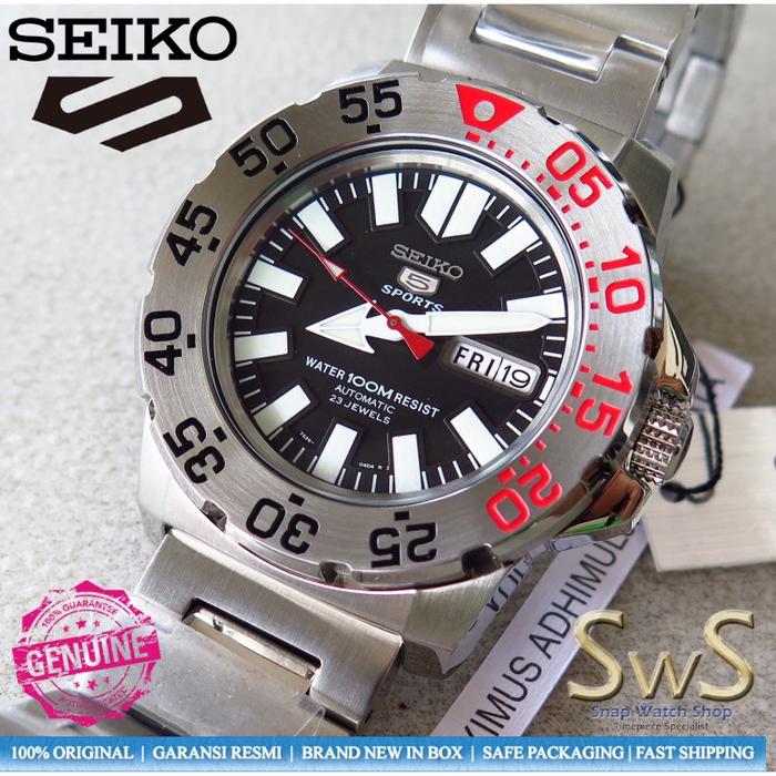 Seiko 5 Sports SNZF47K1 Mini Monster 100M Black Jam Tangan Pria