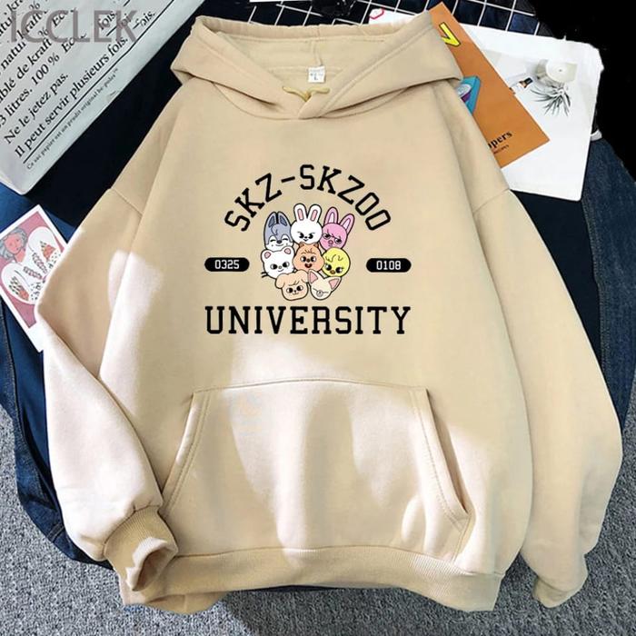 Hoodie Sweater Skz Skzoo University Straykids Kpop Stray Kids Wanita Skz Skzoo Original Ori Felix Se