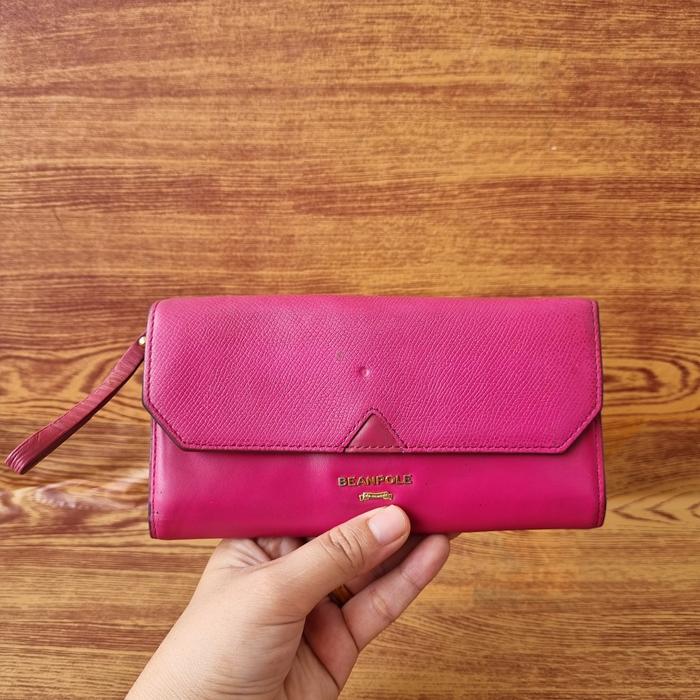 DOMPET LIPAT BEANPOLE WANITA KULIT ASLI SECOND BRANDED IMPORT PINK