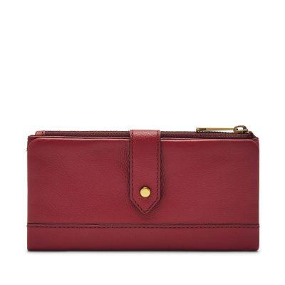dompet wanita fossil lainie clutch red velvet