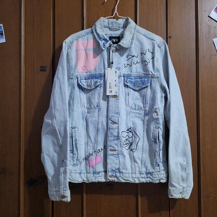 jaket jeans denim pria zara