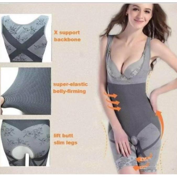 Body Shaper Natural Bamboo Slim Slimming Suit Pakaian Baju Pelangsing