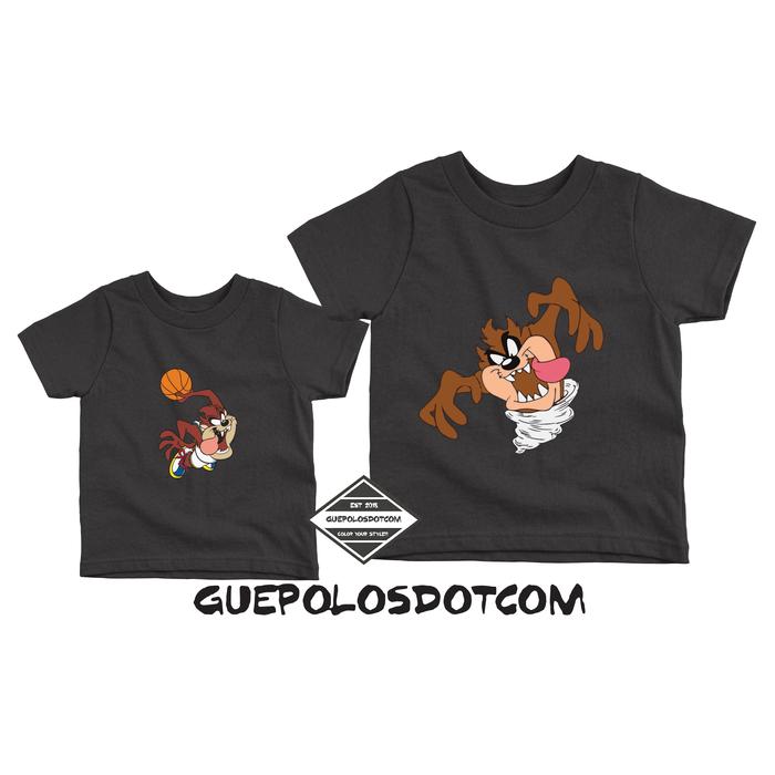 KAOS T-SHIRT COUPLE Tazmania Looney Toones - Baju Couple Keluarga Motif Tazmania Looney Toones LUcu 