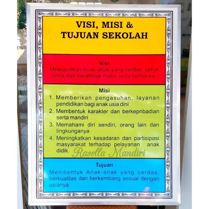 Terlaris VISI MISI & TUJUAN SEKOLAH 60x80 - PAPAN DATA SEKOLAH TK RA PAUD - PAPAN AKREDITASI