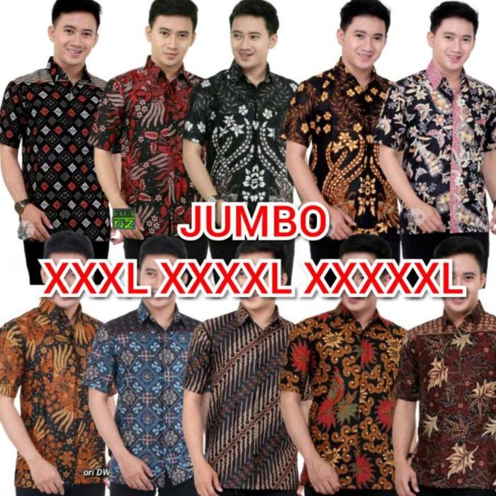batik pria XXXL XXXXL XXXXXL baju pria jumbo lengan pendek real pic