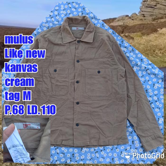 kemeja outer katun 8 seconds cream khaki